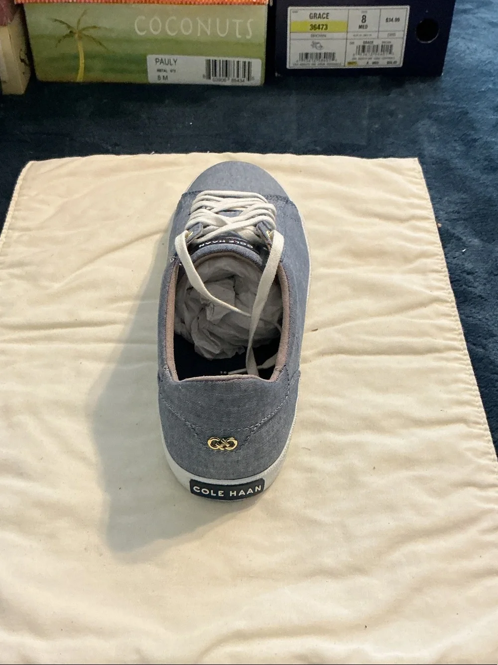 Cole Haan Chambray Low-Top Sneakers in Light Blue with White Sole